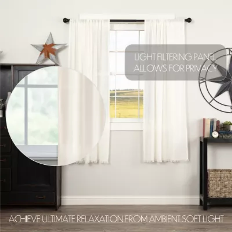 Vhc Brands Tobacco Cloth Rod Pocket Sheer Set of 2 Curtain Panel