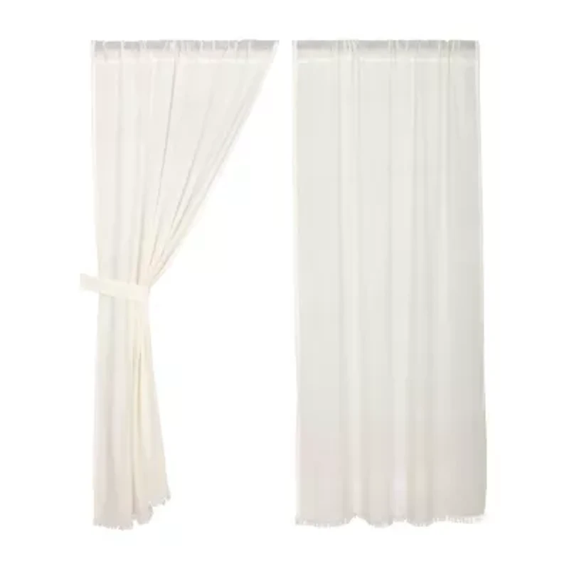 Vhc Brands Tobacco Cloth Rod Pocket Sheer Set of 2 Curtain Panel