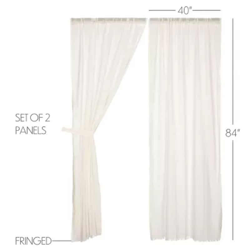 Vhc Brands Tobacco Cloth Rod Pocket Sheer Set of 2 Curtain Panel