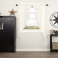 Vhc Brands Tobacco Cloth Prairie Rod Pocket Sheer Set of 2 Curtain Panel