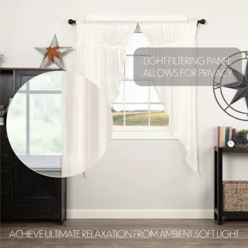 Vhc Brands Tobacco Cloth Prairie Rod Pocket Sheer Set of 2 Curtain Panel