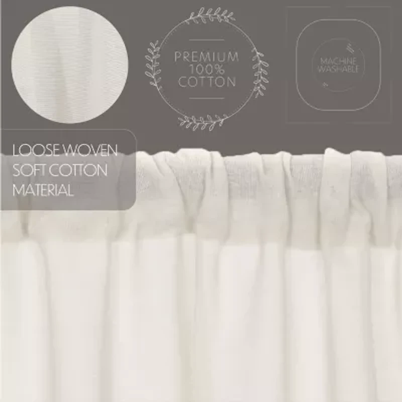 Vhc Brands Tobacco Cloth Prairie Rod Pocket Sheer Set of 2 Curtain Panel