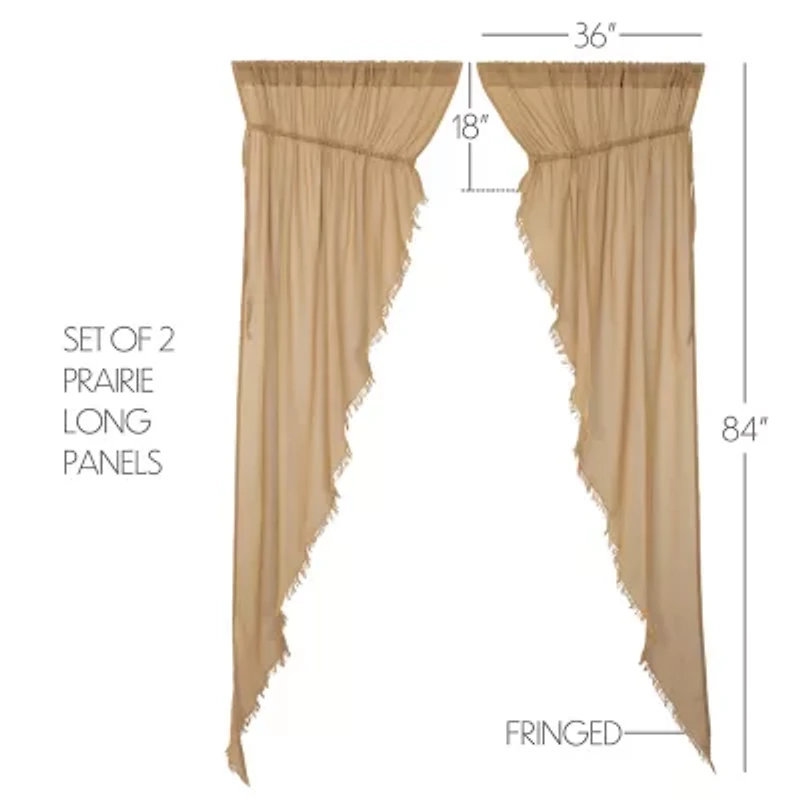 Vhc Brands Tobacco Cloth Prairie Rod Pocket Sheer Set of 2 Curtain Panel