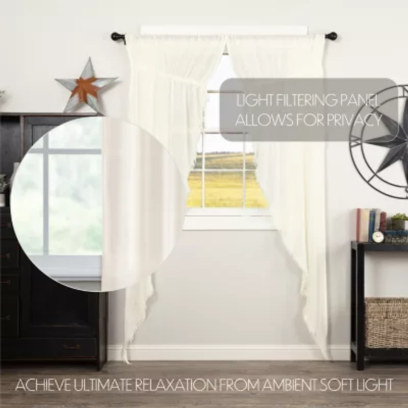 Vhc Brands Tobacco Cloth Prairie Rod Pocket Sheer Set of 2 Curtain Panel