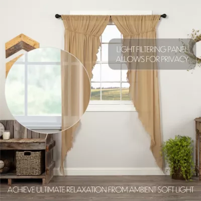 Vhc Brands Tobacco Cloth Prairie Rod Pocket Sheer Set of 2 Curtain Panel