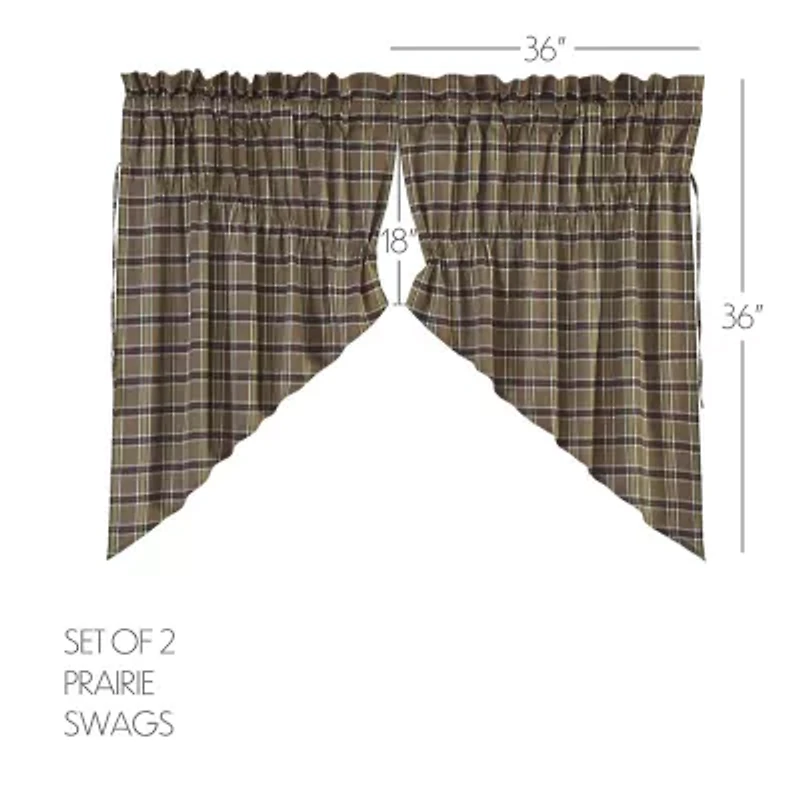 Vhc Brands Wyatt Plaid Prairie Swag Rod Pocket Tailored Valance