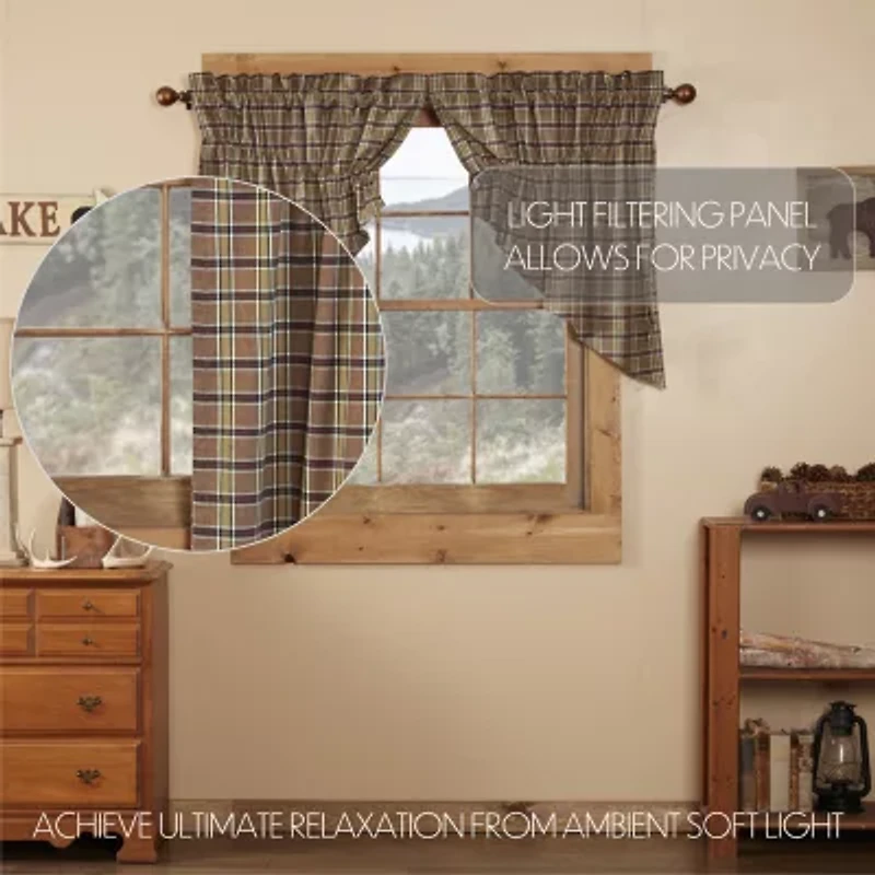 Vhc Brands Wyatt Plaid Prairie Swag Rod Pocket Tailored Valance