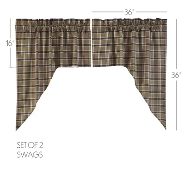 Vhc Brands Wyatt Plaid Swag Rod Pocket Tailored Valance