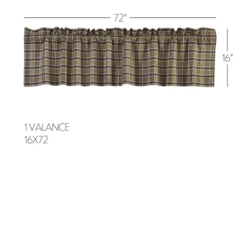 Vhc Brands Wyatt Plaid Rod Pocket Tailored Valance