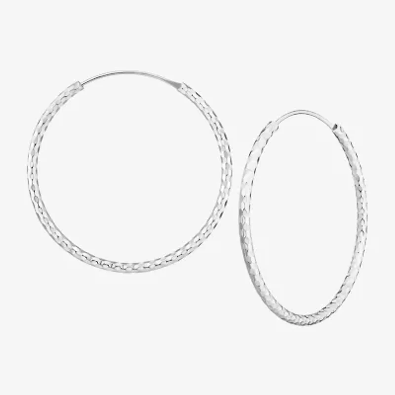 Silver Treasures Womens Sterling Silver 40mm Round Hoop Earrings