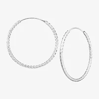 Silver Treasures Womens Sterling Silver 40mm Round Hoop Earrings