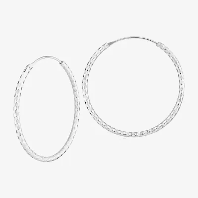 Silver Treasures Womens Sterling Silver 40mm Round Hoop Earrings