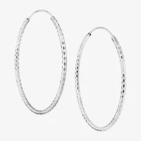 Silver Treasures Womens Sterling Silver 50mm Round Hoop Earrings