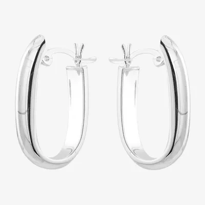 Silver Treasures Womens Sterling Silver 23mm Oval Hoop Earrings