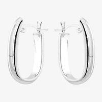 Silver Treasures Womens Sterling Silver 23mm Oval Hoop Earrings