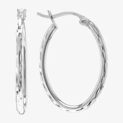 Silver Treasures Womens Sterling Silver 26mm Round Hoop Earrings