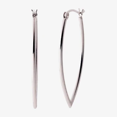 Silver Treasures Womens Sterling Silver 38mm Marquise Hoop Earrings