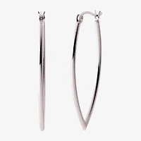 Silver Treasures Womens Sterling Silver 38mm Marquise Hoop Earrings