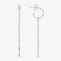 Silver Treasures Huggie Womens Sterling Silver 60mm Hoop Earrings