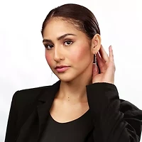 Silver Treasures Huggie Womens Sterling Silver 60mm Hoop Earrings