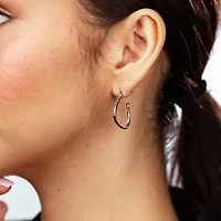 Silver Treasures Textured Womens Sterling Silver 26mm Triangle Hoop Earrings