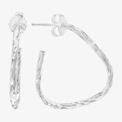 Silver Treasures Textured Womens Sterling Silver 26mm Triangle Hoop Earrings