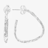 Silver Treasures Textured Womens Sterling Silver 26mm Triangle Hoop Earrings