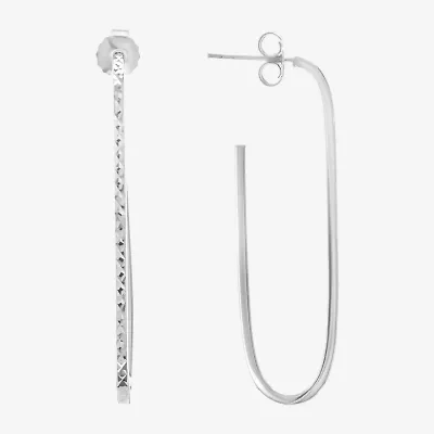 Silver Treasures Womens Sterling Silver 43mm Oval Hoop Earrings
