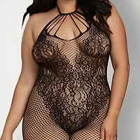 Dreamgirl Plus Fishnet Bodystocking with Knitted Teddy -0326X