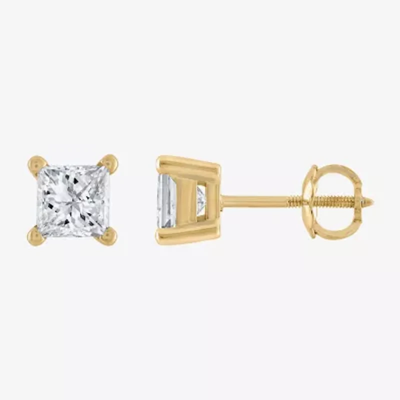 Premier Collection 1 CT. T.W.  Natural Diamond Princess-Cut Stud Earrings in 14K Gold