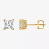 Premier Collection 1 CT. T.W.  Natural Diamond Princess-Cut Stud Earrings in 14K Gold