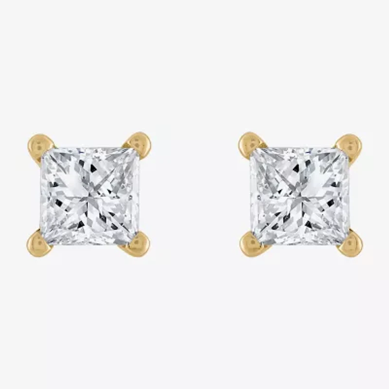 Premier Collection 1 CT. T.W.  Natural Diamond Princess-Cut Stud Earrings in 14K Gold