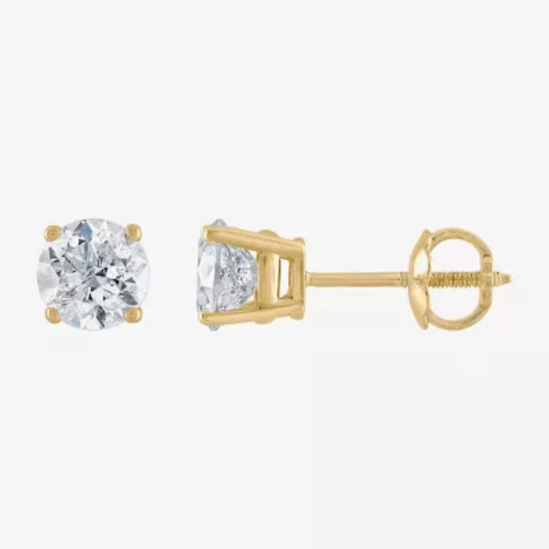 Premier Collection 1 CT. T.W. Natural Diamond Round-cut Stud Earrings in 14K Gold