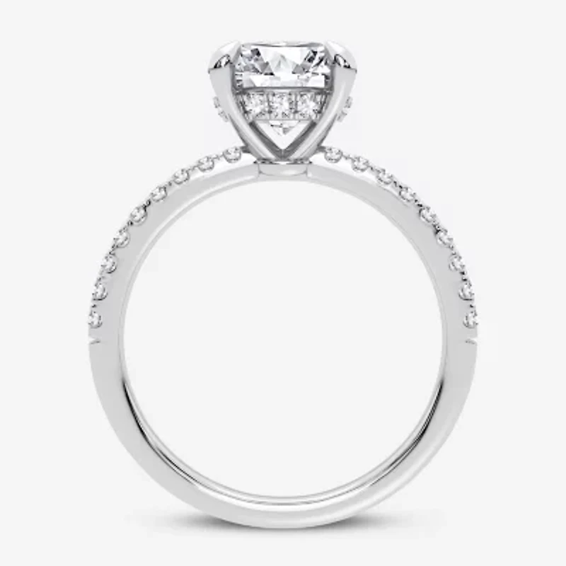 (G-H / Si1-Si2) Womens 2 1/4 CT. T.W. Lab Grown White Diamond 14K Gold Round Side Stone Engagement Ring