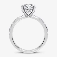 (G-H / Si1-Si2) Womens 2 1/4 CT. T.W. Lab Grown White Diamond 14K Gold Round Side Stone Engagement Ring