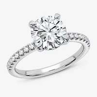 (G-H / Si1-Si2) Womens 2 1/4 CT. T.W. Lab Grown White Diamond 14K Gold Round Side Stone Engagement Ring