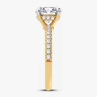 (G-H / Si1-Si2) Womens 2 1/4 CT. T.W. Lab Grown White Diamond 14K Gold Round Side Stone Engagement Ring