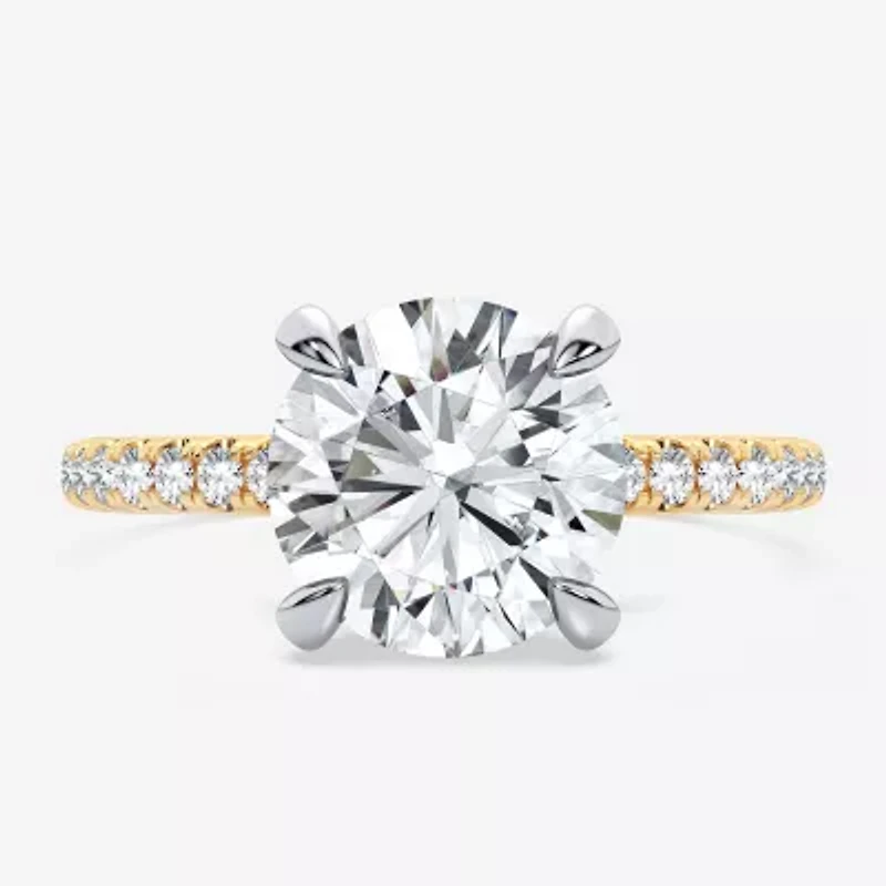 (G-H / Si1-Si2) Womens 2 1/4 CT. T.W. Lab Grown White Diamond 14K Gold Round Side Stone Engagement Ring