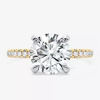 (G-H / Si1-Si2) Womens 2 1/4 CT. T.W. Lab Grown White Diamond 14K Gold Round Side Stone Engagement Ring