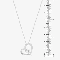 Diamonart Womens White Cubic Zirconia Sterling Silver Heart 18 Inch Pendant Necklace
