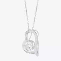 Diamonart Womens White Cubic Zirconia Sterling Silver Heart 18 Inch Pendant Necklace