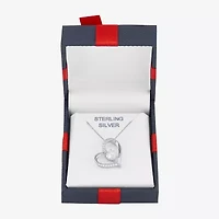 Diamonart Womens White Cubic Zirconia Sterling Silver Heart 18 Inch Pendant Necklace