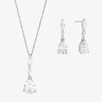 Diamonart Womens Cubic Zirconia Sterling Silver Pear 2-pc. Jewelry Set