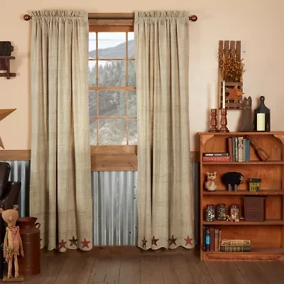 Vhc Brands Abilene Star Rod Pocket Embellished Light-Filtering Set of 2 Curtain Panel