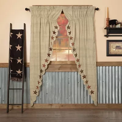 Vhc Brands Abilene Star Prairie Rod Pocket Embellished Light-Filtering Set of 2 Curtain Panel