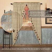 Vhc Brands Abilene Star Prairie Rod Pocket Embellished Light-Filtering Set of 2 Curtain Panel