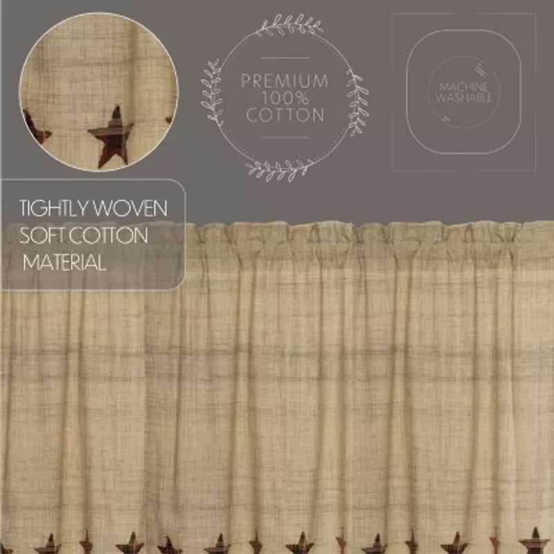 Vhc Brands Abilene Star Prairie Rod Pocket Embellished Light-Filtering Set of 2 Curtain Panel