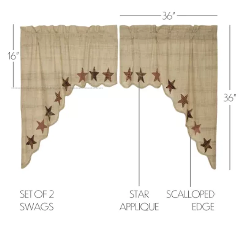 Vhc Brands Abilene Star Swag Rod Pocket Scallop Valance