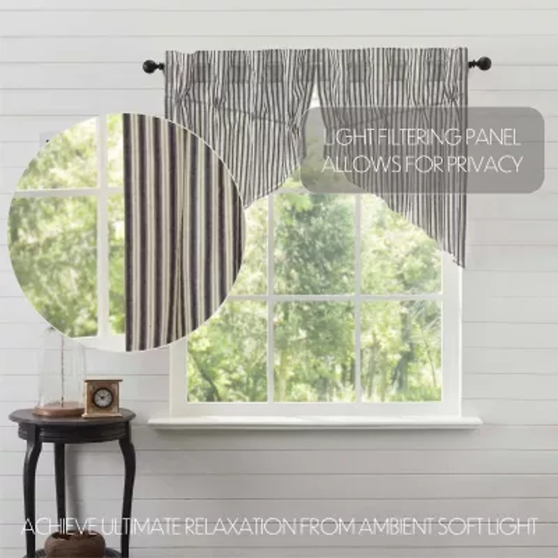 Vhc Brands Ashmont Ticking Prare Swag Rod Pocket Valance
