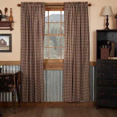 Vhc Brands Bingham Star Plaid Rod Pocket Light-Filtering Set of 2 Curtain Panel